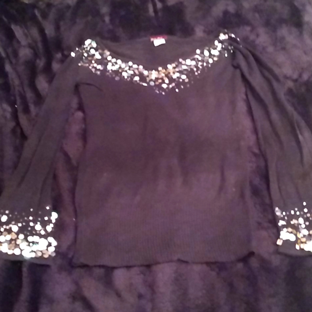 San Joy cotton sweater w/sequins